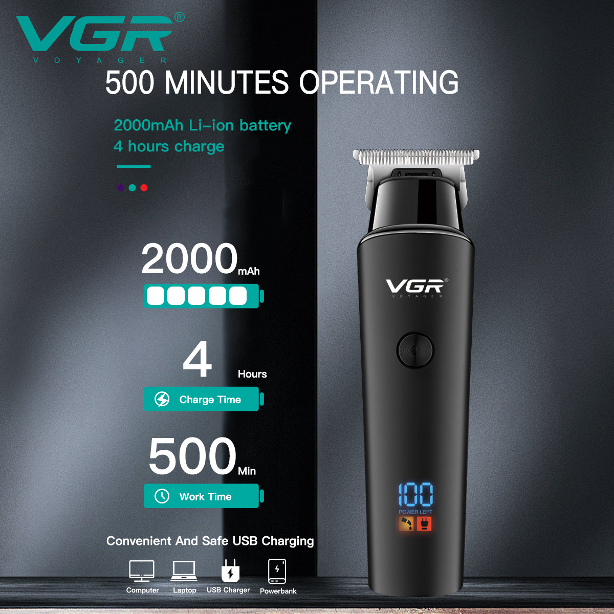 VGR - Professional Cordless Hair Trimmer