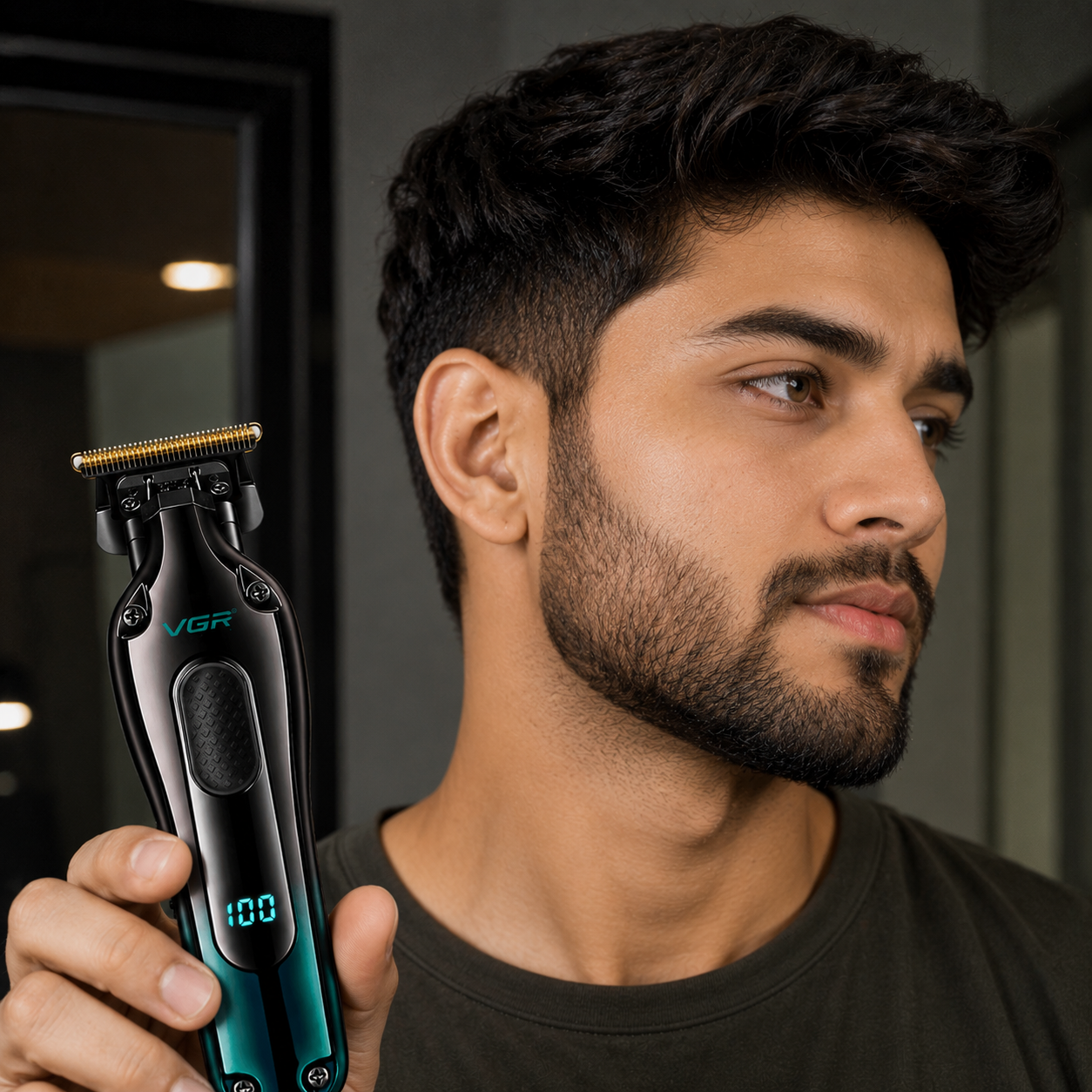 Professional Cord/Cordless Hair Trimmer - Titanium-Coated Stainless Steel Blades
