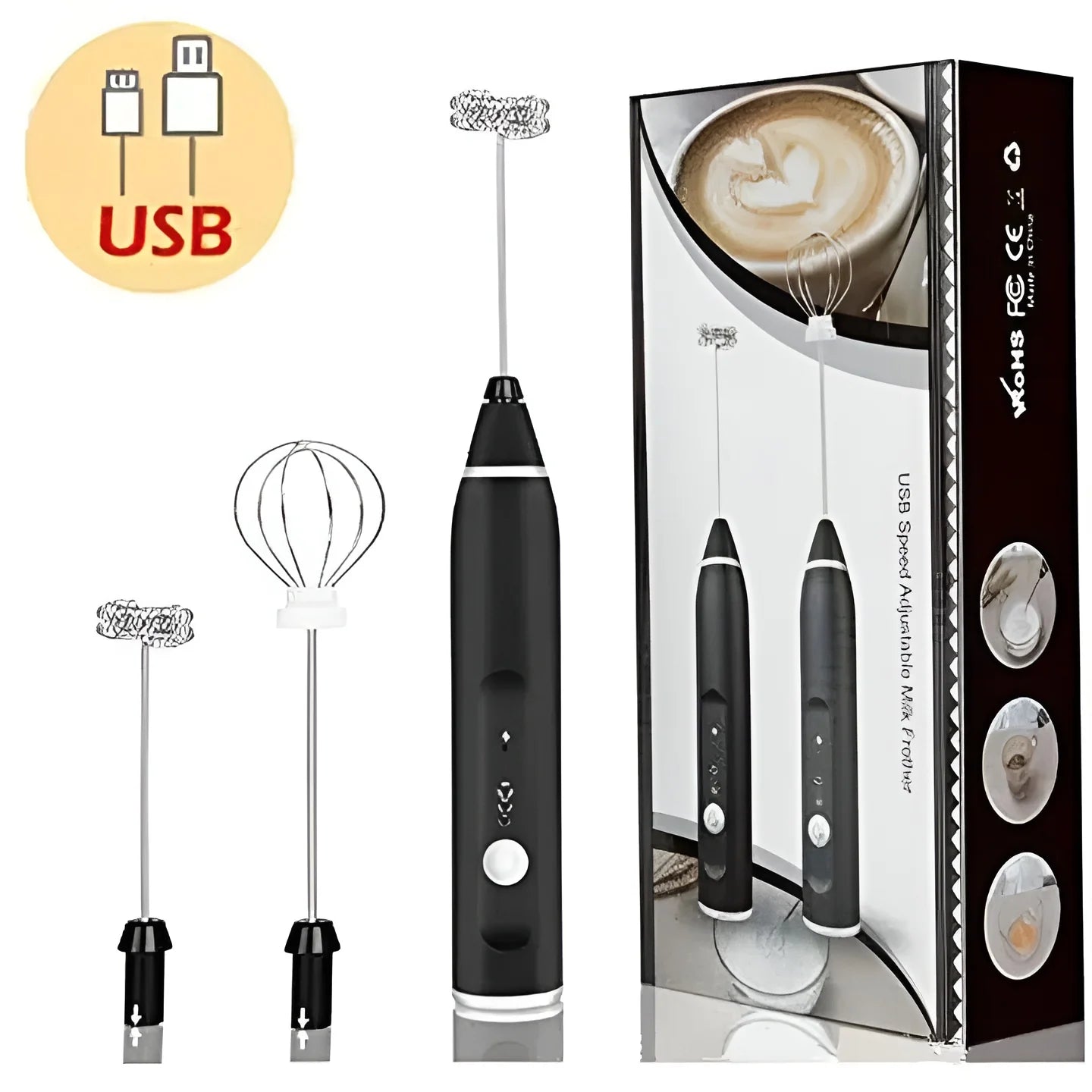 Rechargeable 2-in-1 Coffee Beater & Egg Whisker – 3 High Speeds