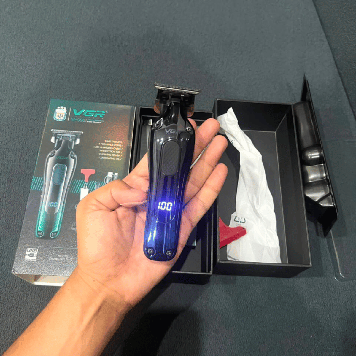 Professional Cord/Cordless Hair Trimmer - Titanium-Coated Stainless Steel Blades