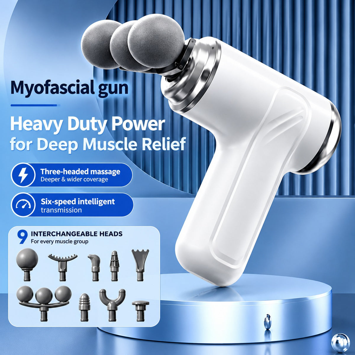 3 Heads Massage Gun - 6 Speeds + Turbo⚡